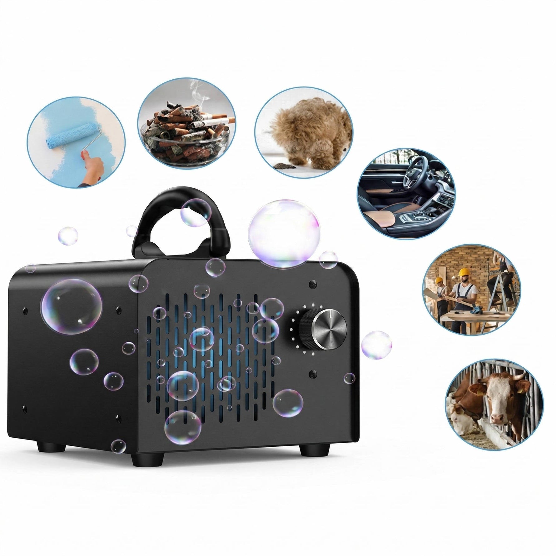 Tuzwa Ozone Generator – High-Output Odor Treatment Machine with 0–120 Min Timer, Washable Filter & Metal Housing for Unoccupied Spaces