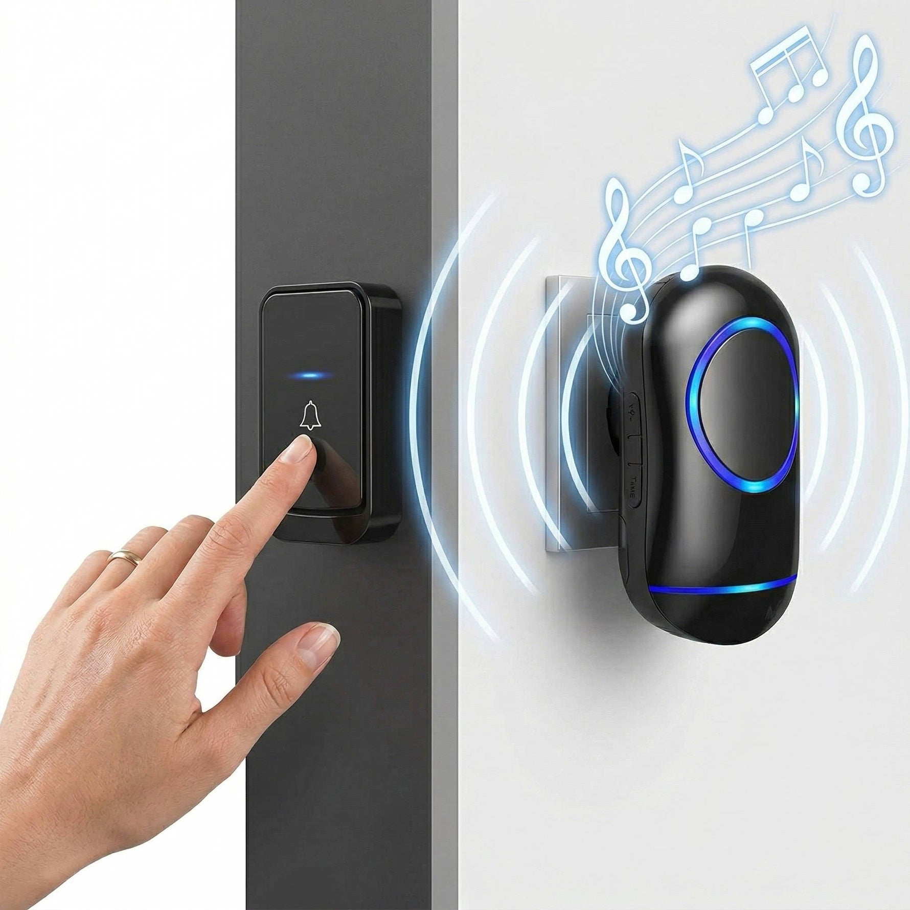 Tuzwa Wireless Doorbell Kit – 1000 Ft Long Range Plug-In Doorbell with 45 Chimes, 4 Volume Levels, LED Alert, Memory & IP44 Button