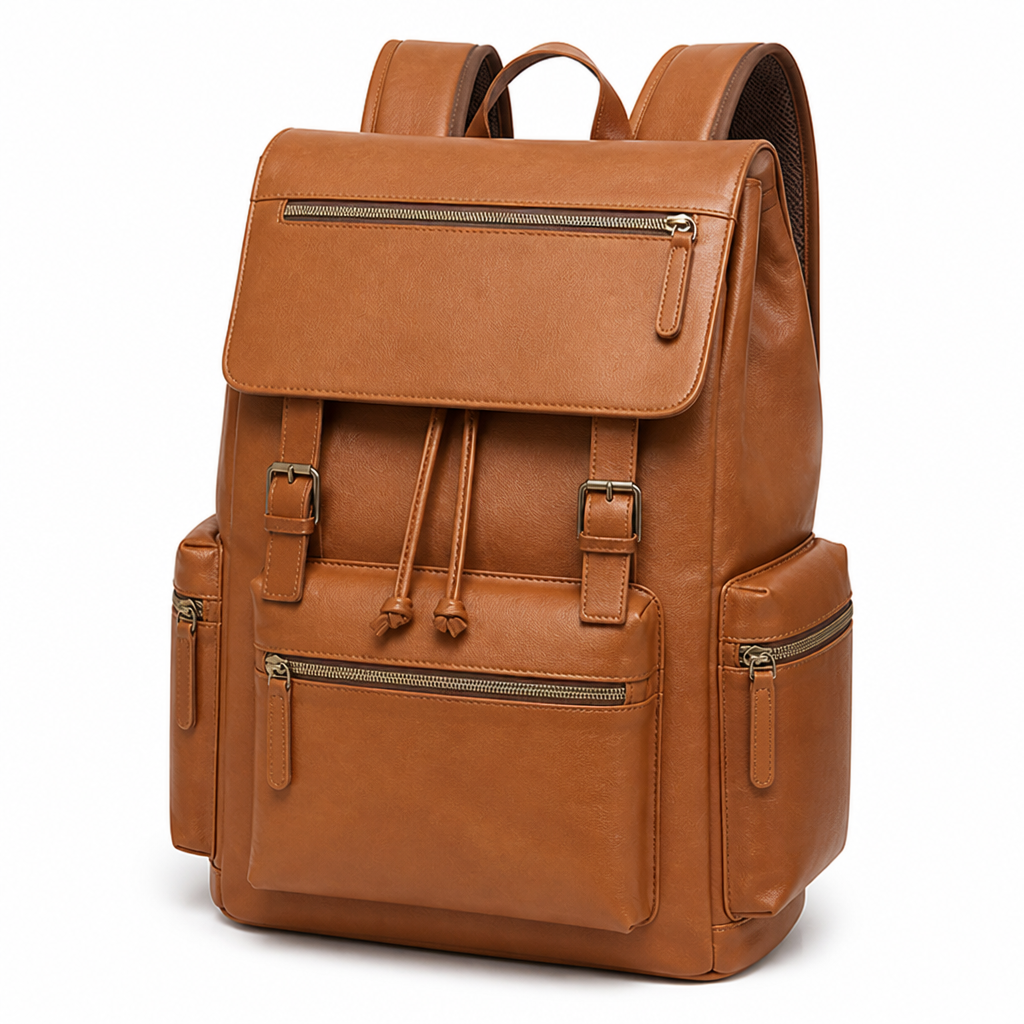 Genuine Leather Backpack | Laptop Bag with Compartmented Storage | Stylish Design for Work and Travel 0