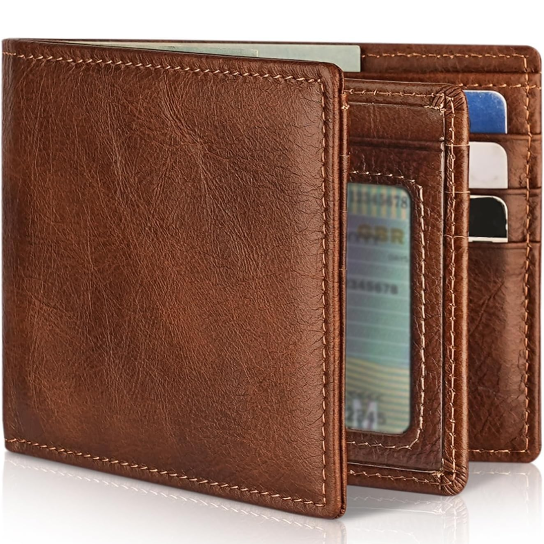 Genuine Leather Men's Wallet with RFID Blocking | Slim Bifold Design for Secure Storage 5
