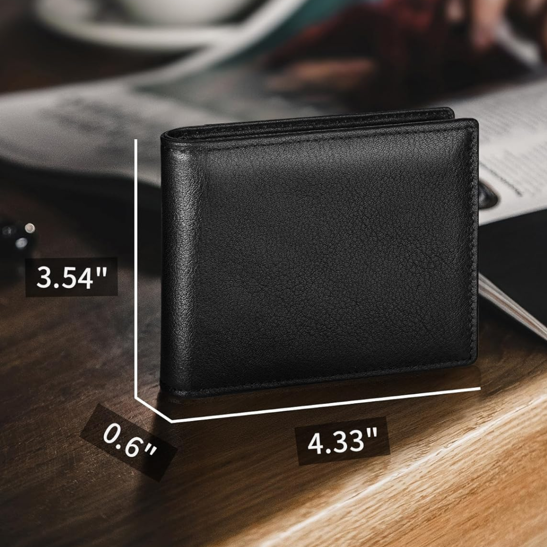 Genuine Leather Men's Wallet with RFID Blocking | Slim Bifold Design for Secure Storage 6