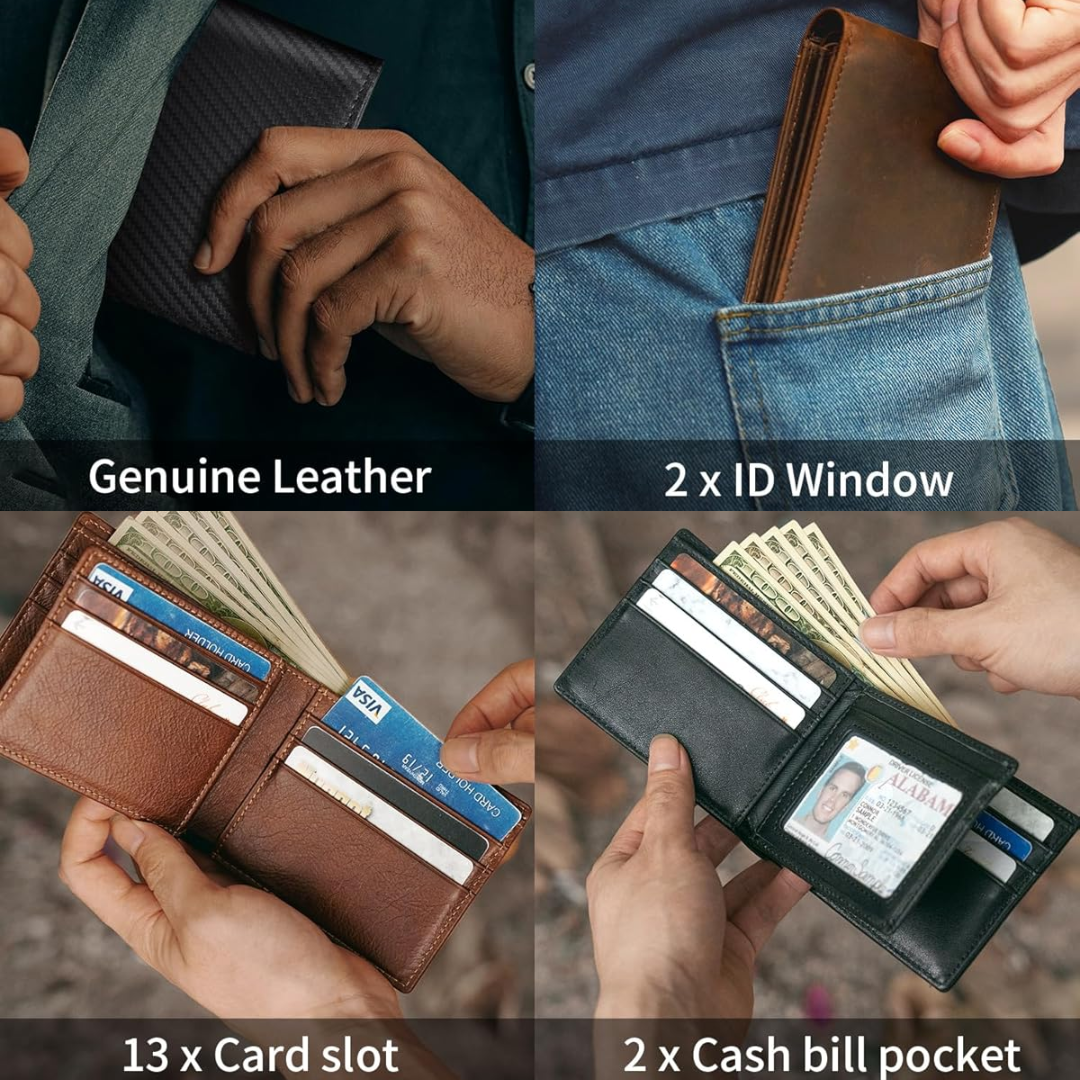 Genuine Leather Men's Wallet with RFID Blocking | Slim Bifold Design for Secure Storage 7