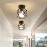 Geometric Metal Cage Flush Mount Ceiling Light with Elegant Gold Finish | Compact Design for Modern Spaces 2