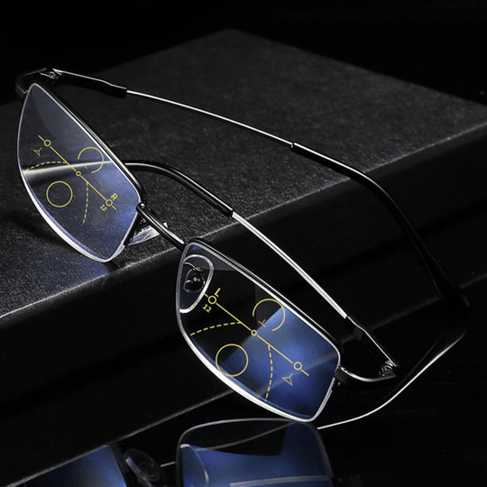 Tuzwa Progressive Multifocal Glasses – Blue Light Filtering Reading Glasses with Anti-Glare Polycarbonate Lenses & Photochromic Option