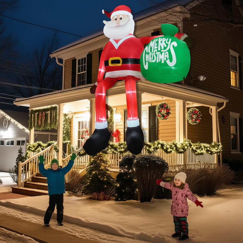 Giant 8FT LED Inflatable Santa Decor with Waterproof Design for Festive Outdoor Display 0