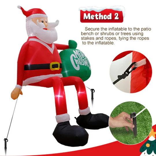 Giant 8FT LED Inflatable Santa Decor with Waterproof Design for Festive Outdoor Display 4