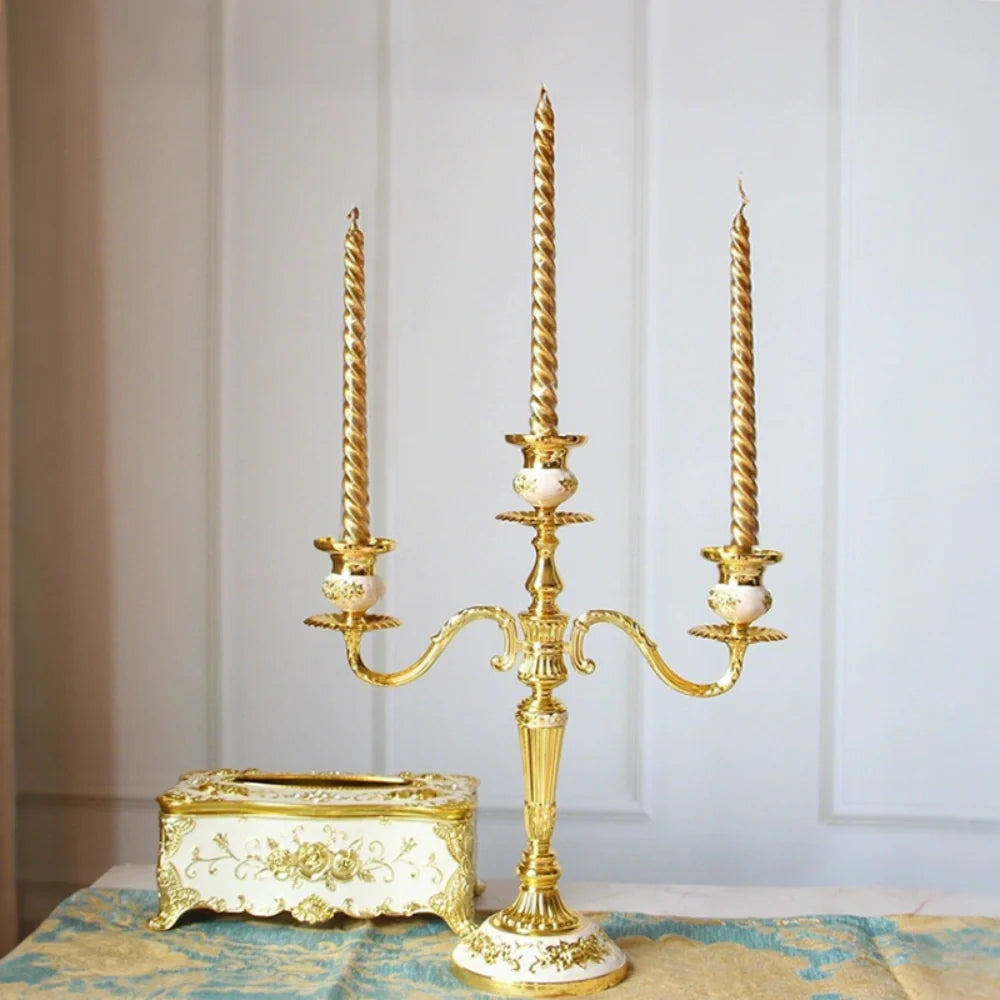 GildedNocturne | European-Style Candelabra with Decorative Finish | Elegant Centerpiece for Taper Candles 0