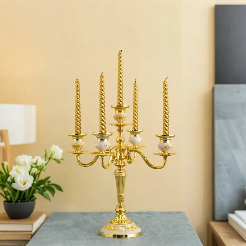 GildedNocturne | European-Style Candelabra with Decorative Finish | Elegant Centerpiece for Taper Candles 10