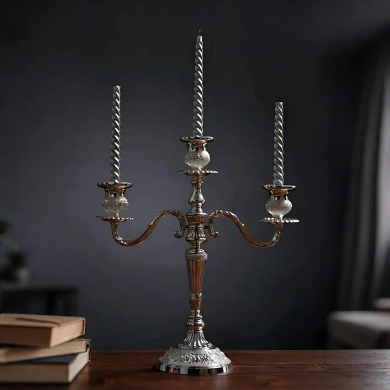 GildedNocturne | European-Style Candelabra with Decorative Finish | Elegant Centerpiece for Taper Candles 19
