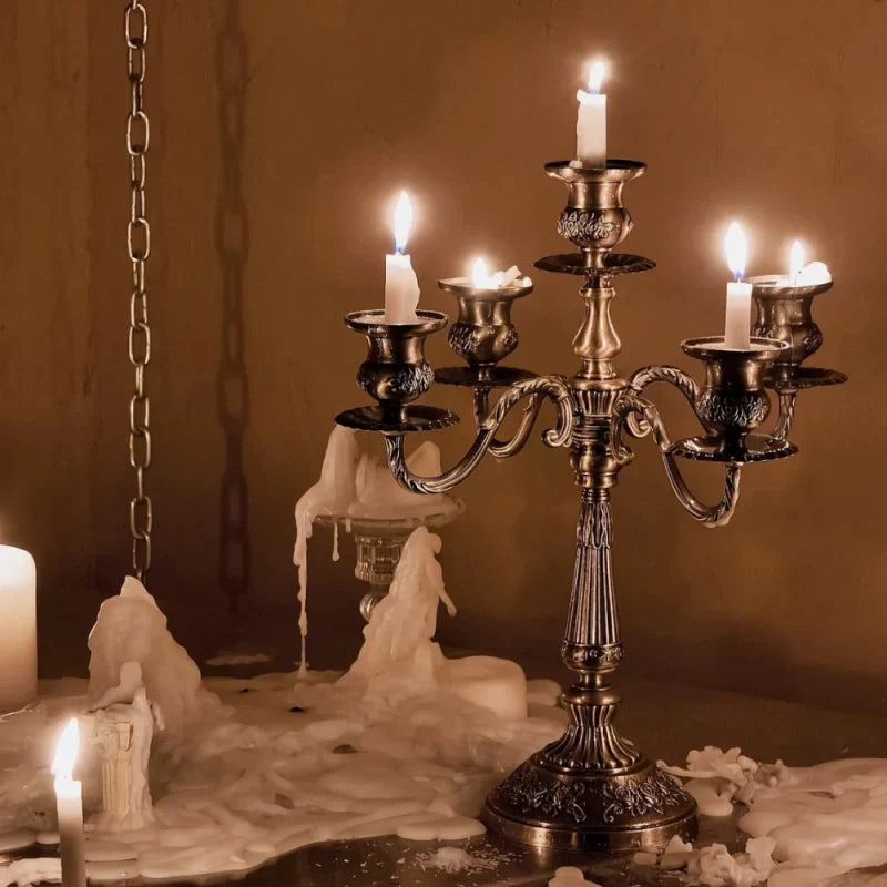 GildedNocturne | European-Style Candelabra with Decorative Finish | Elegant Centerpiece for Taper Candles 23