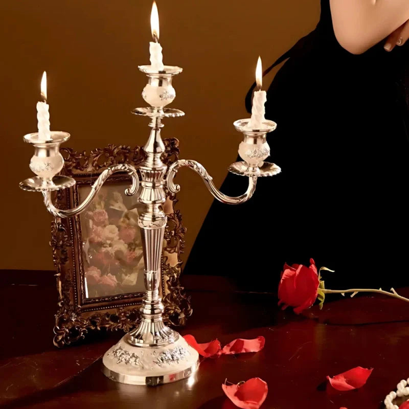 GildedNocturne | European-Style Candelabra with Decorative Finish | Elegant Centerpiece for Taper Candles 4
