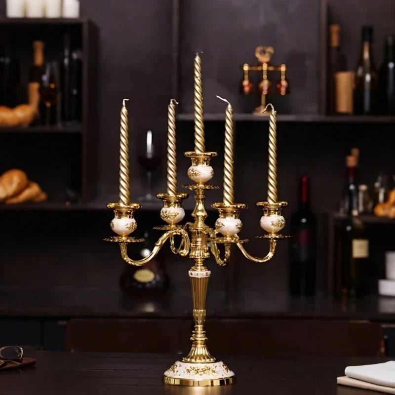 GildedNocturne | European-Style Candelabra with Decorative Finish | Elegant Centerpiece for Taper Candles 5