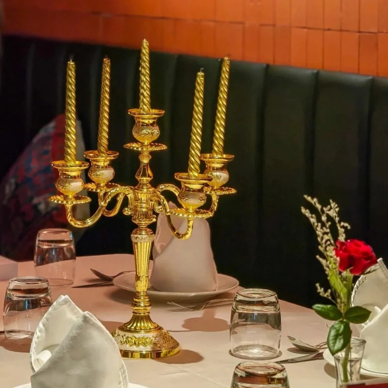 GildedNocturne | European-Style Candelabra with Decorative Finish | Elegant Centerpiece for Taper Candles 6