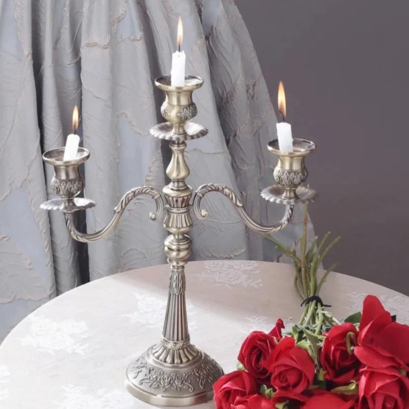 GildedNocturne | European-Style Candelabra with Decorative Finish | Elegant Centerpiece for Taper Candles 8