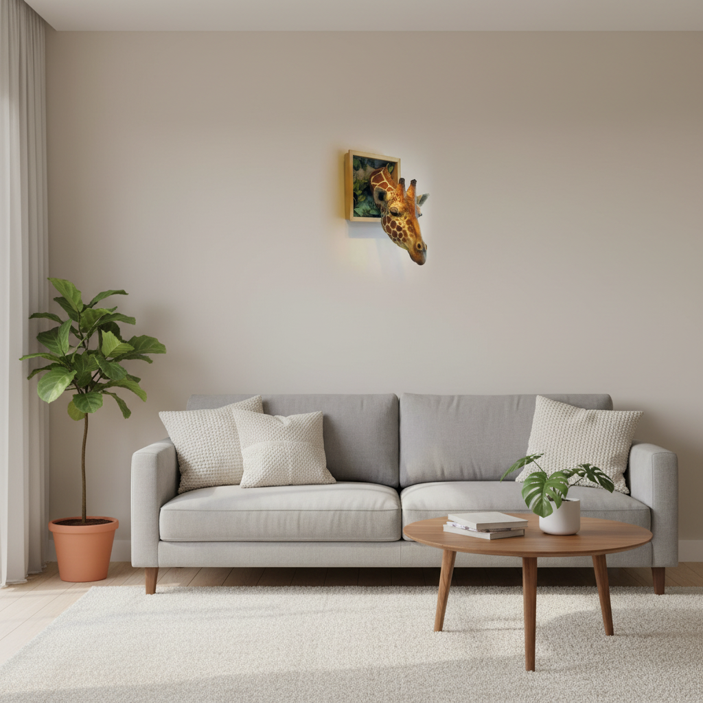 Giraffe Head Wall Decor | Lifelike 3D Sculpture with Realistic Detail | Unique Home Accent for Any Room 4