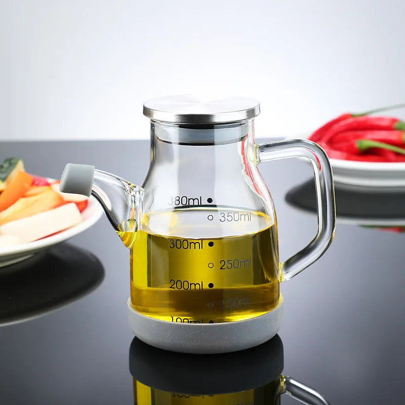 Glass Oil Dispenser Bottle with Measuring Scale | Leak-Proof Design for Accurate Pouring 0