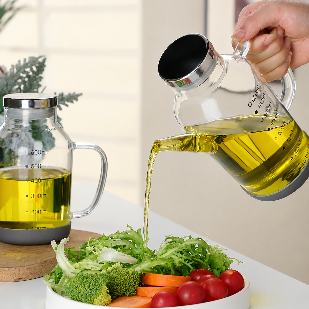 Glass Oil Dispenser Bottle with Measuring Scale | Leak-Proof Design for Accurate Pouring 5