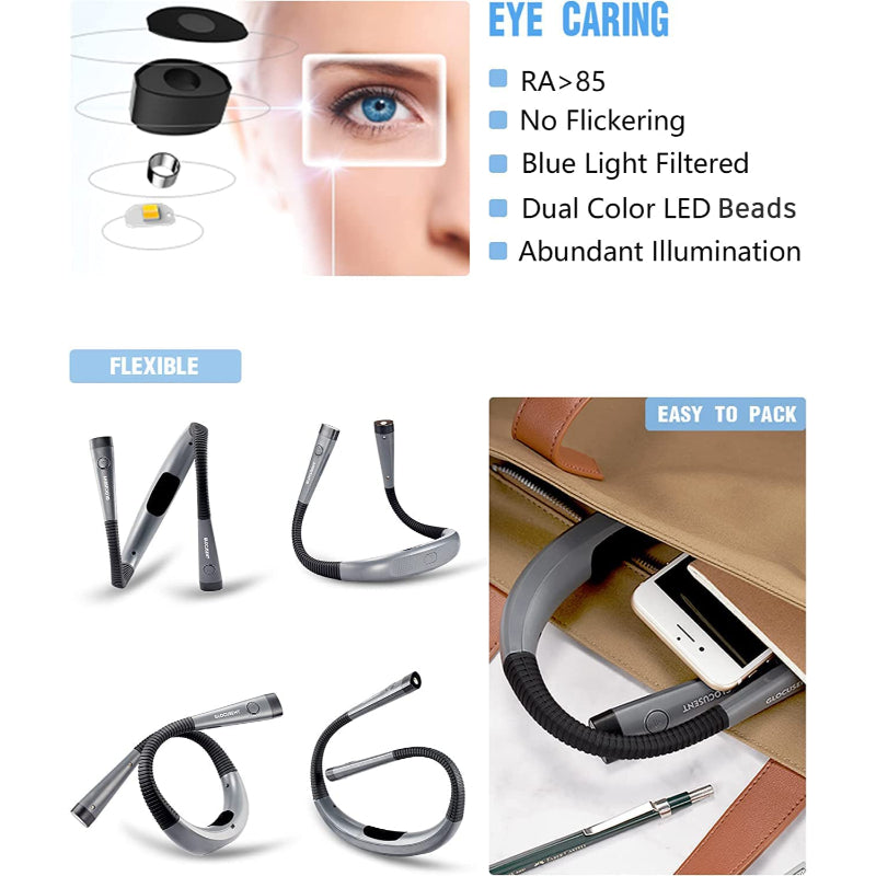 Glaucescent | LED Neck Reading Lamp with Adjustable Brightness & Color Modes | Ergonomic Design for Comfortable Reading 4