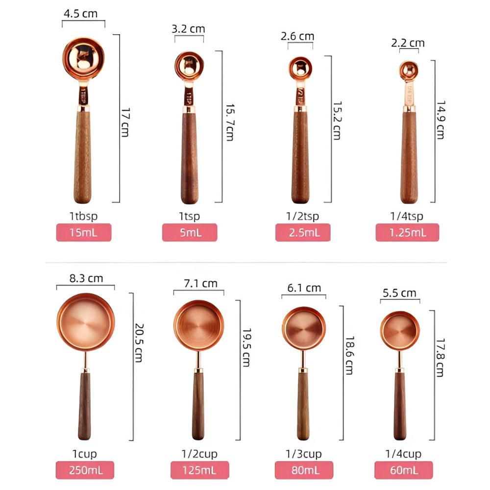 Gleam Copper Measuring Set | Premium Stainless Steel with Non-Slip Handle for Accurate Cooking 4