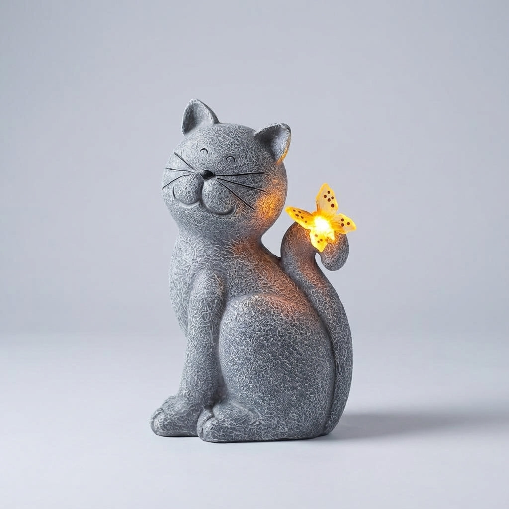 Glimmerpaws | Solar Powered Garden Statue with Hand-Painted Details | Charming Illumination for Outdoor Spaces 0