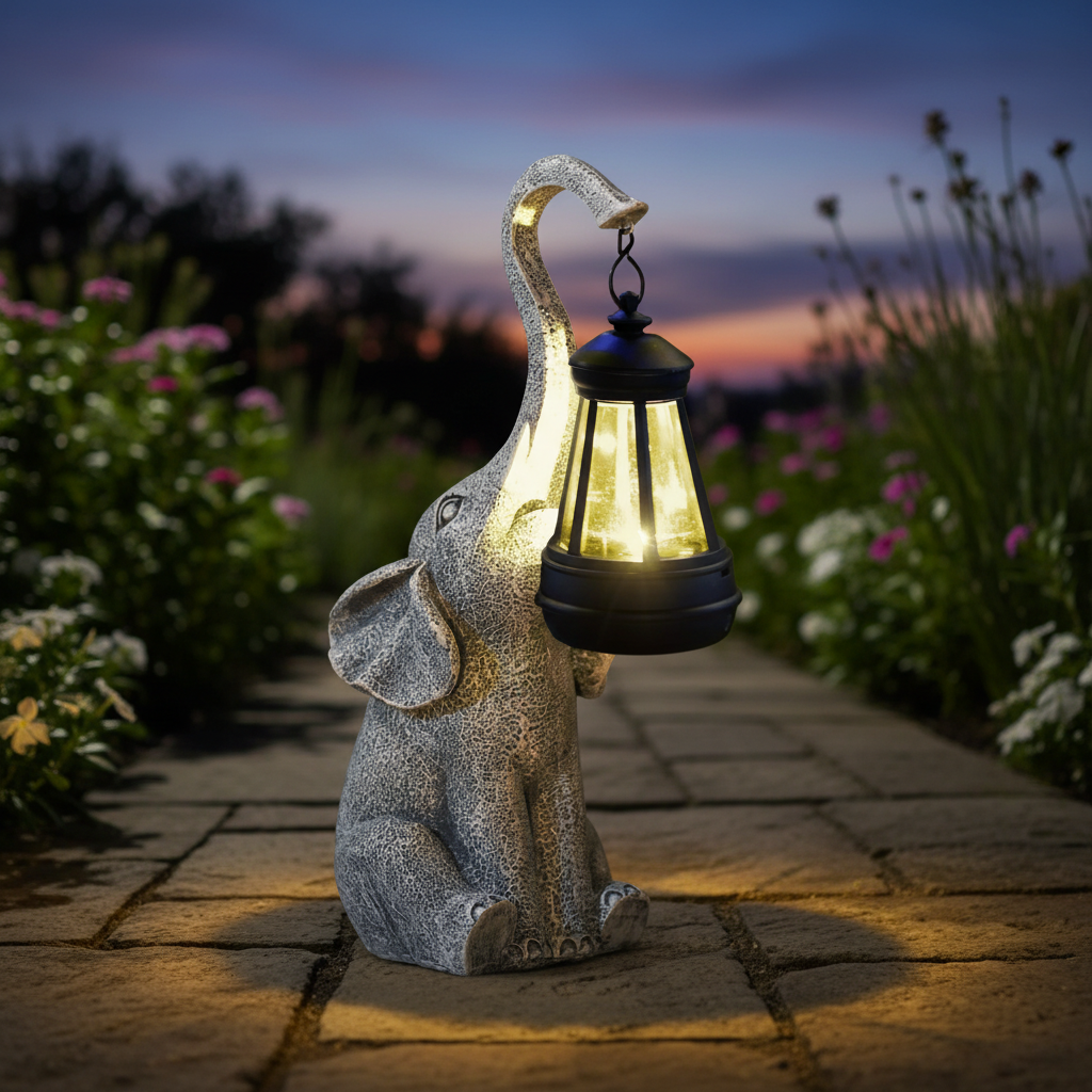Glowphant | Freestanding Outdoor Lamp with Solar Power & Automatic Operation | Cozy Lighting for Gardens and Patios 0
