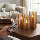 Flameless Candles with Remote, Set of 3 Realistic Flameless Candles with Real Wax, Battery Operated LED Candles