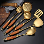 Golden Kitchen Utensils Set with Ergonomic Handles | 6-Piece Premium Cooking Tools for Elegant Meal Preparation 0
