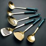 Golden Stainless Steel Cooking Utensils Set with Ergonomic Handles | Complete Kitchenware for Effortless Cooking 0