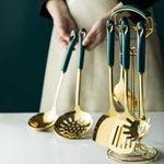 Golden Stainless Steel Cooking Utensils Set with Ergonomic Handles | Complete Kitchenware for Effortless Cooking 7