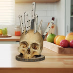 Gothic Culinary | Skull Knife Holder with Hand-Painted Design | Unique Kitchen Decor for Functional Storage 1