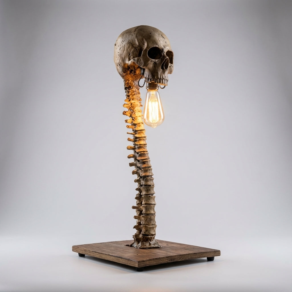 Gothic Skull Table Lamp with LED Eye Illumination | Compact Design for Atmospheric Decor 0