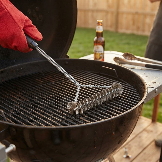 Grill Brush, Grill Cleaner, Stainless Steel Wire Grill Brush with Long Handle, BBQ Cleaning Brush for Oven Racks