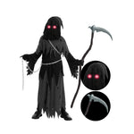 Grim Reaper Hooded Robe Set for Kids with Glowing Eyes | Spooky Costume for Halloween Fun 4