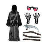 Grim Reaper Hooded Robe Set for Kids with Glowing Eyes | Spooky Costume for Halloween Fun 6