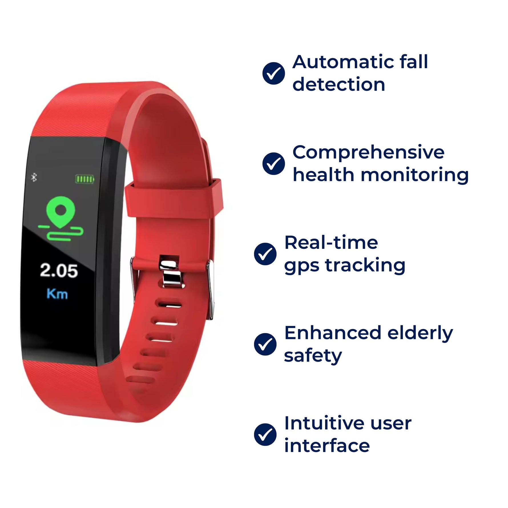Tuzwa Smartwatch for Seniors with Fall Detection & GPS Tracking – Health Monitoring, 1.5" Touchscreen, 7-Day Battery