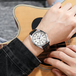 Tuzwa Men’s Leather Strap Watch – Casual Analog Wristwatch with Arabic Numerals, 12mm Case & Battery Included