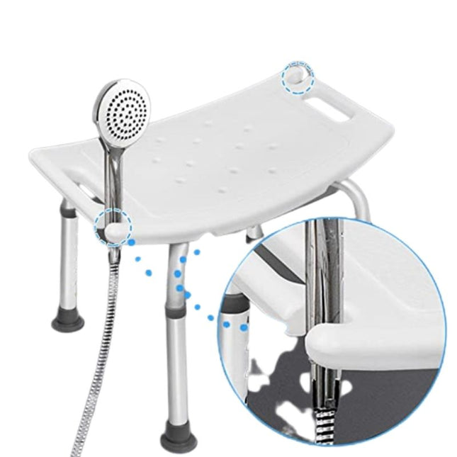 Foldable Shower Stool, Adjustable Shower Chair for Elderly with Suction Cups, Non Slip Shower Seat, Aluminum Bath Stool