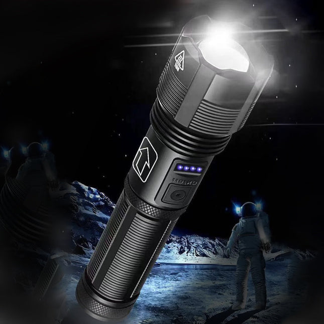 Rechargeable Tactical Pocket Flashlight, Waterproof Aluminum Zoom Torch with 5 Modes for Camping and Cars