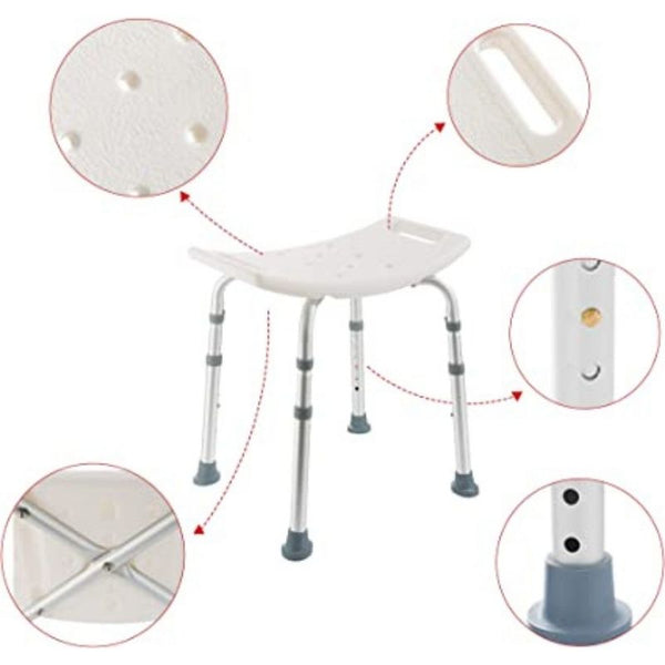 Foldable Shower Stool, Adjustable Shower Chair for Elderly with Suction Cups