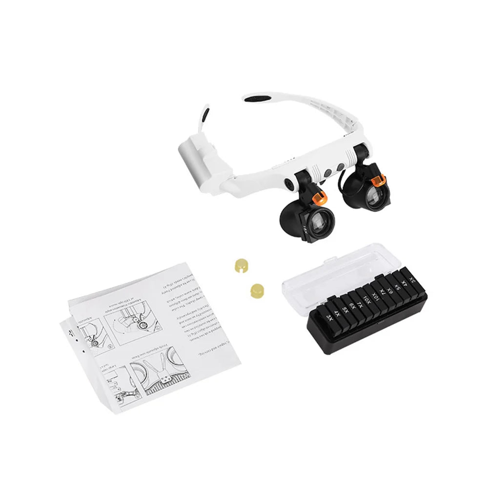 Tuzwa LED Magnifying Glasses with Adjustable Lens – High-Definition Hands-Free Magnifier Eyewear for Reading, Crafts & Detailed Work