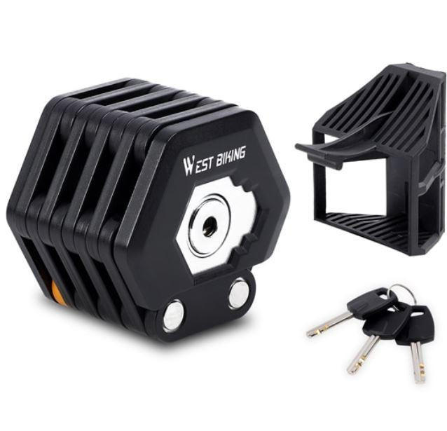 Foldable Bike Lock with 3 Keys, Folding Bicycle Lock with Frame Bracket