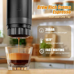 Portable Espresso Coffee Maker | Wireless 3-in-1 Portable Espresso Machine with 20-Bar Pressure & USB Rechargeable Design for Travel, Car & Home
