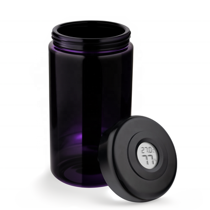 Glass Jar with Lid, Airtight Storage Container, Smell Proof Spice Jar with Humidity Sensor and UV Glass for Herbs