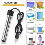 Tuzwa 1500W Immersion Water Heater – Portable Bucket Heater for Up to 100 Gallons, 304 Stainless Steel, Grounded Plug