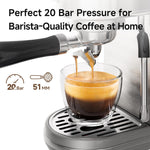 Tuzwa Espresso Coffee Machine | 20-Bar Semi-Automatic Espresso Machine with Temperature Control for Cappuccino, Latte & Espresso