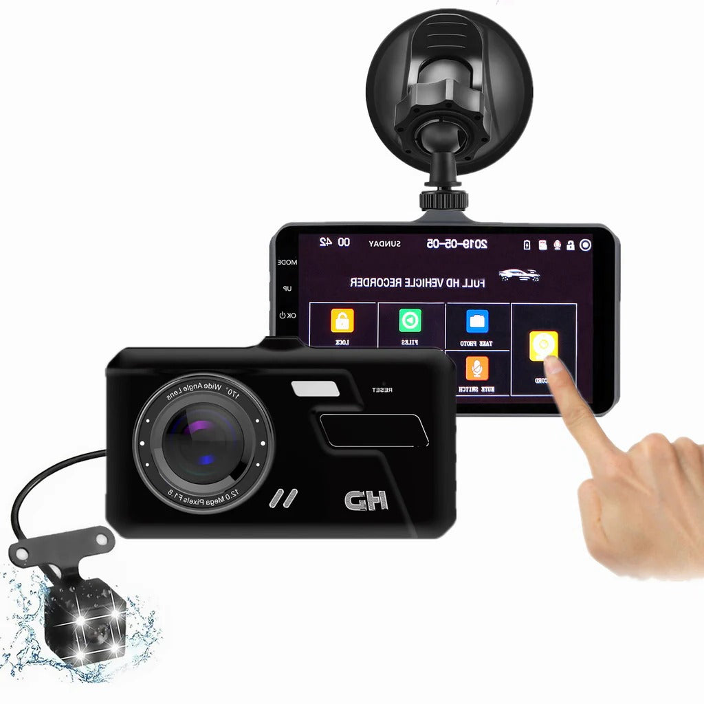 HD Dual Lens Dash Cam for Car with 170° Wide-Angle & Loop Recording | Front and Rear View for Enhanced Road Safety 0