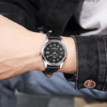Tuzwa Men’s Leather Strap Watch – Casual Analog Wristwatch with Arabic Numerals, 12mm Case & Battery Included