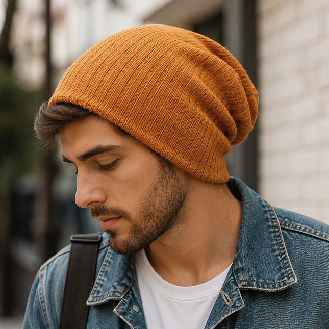Beanie for Men and Women, Cotton Beanie Hat with Wheat Knit Pattern, Cuffed Winter Beanie and Winter Hats for Men