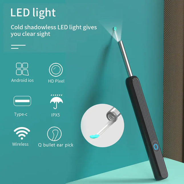 Ear Cleaner with Camera, Ear Wax Removal Kit with 1296P HD WiFi Camera and LED Lights