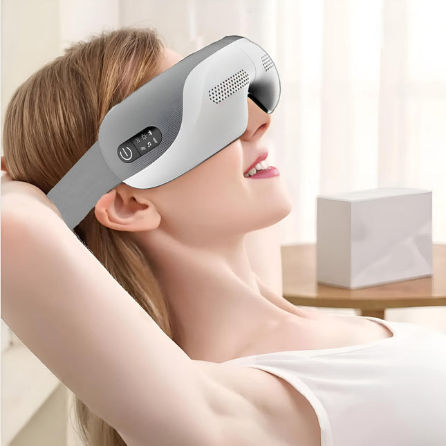 Eye Massager with Heat, Heated Eye Massager with Bluetooth and Airbag Massage, Foldable Rechargeable Eye Massager